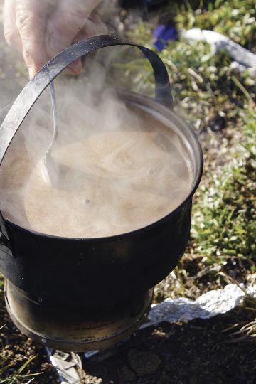 The diminutive stove – with its tiny fan, AA battery and a few handfuls of dried heather – can boil water in minutes and heat large amounts of soup.